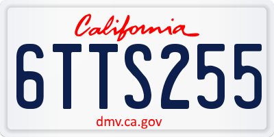 CA license plate 6TTS255