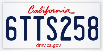 CA license plate 6TTS258