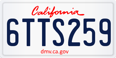 CA license plate 6TTS259