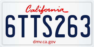 CA license plate 6TTS263