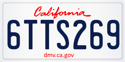 CA license plate 6TTS269