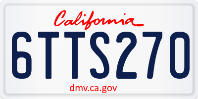 CA license plate 6TTS270