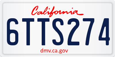 CA license plate 6TTS274