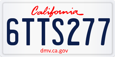 CA license plate 6TTS277
