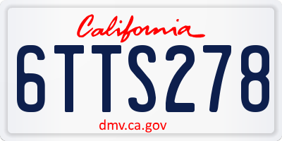 CA license plate 6TTS278