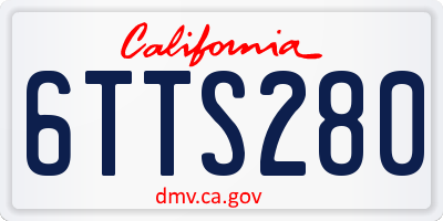 CA license plate 6TTS280