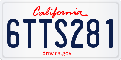 CA license plate 6TTS281