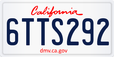 CA license plate 6TTS292