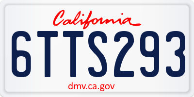 CA license plate 6TTS293