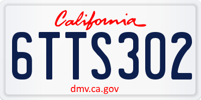 CA license plate 6TTS302