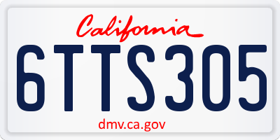 CA license plate 6TTS305