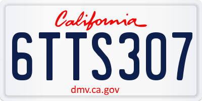 CA license plate 6TTS307