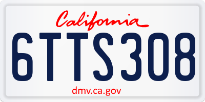 CA license plate 6TTS308