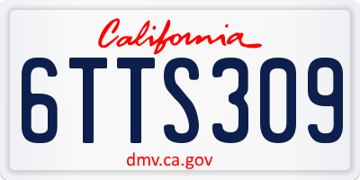 CA license plate 6TTS309