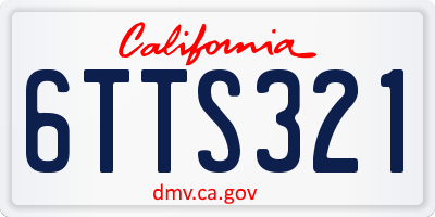 CA license plate 6TTS321