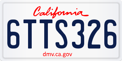 CA license plate 6TTS326