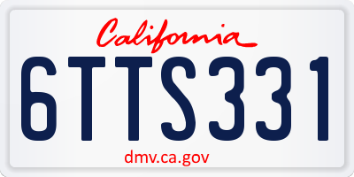 CA license plate 6TTS331
