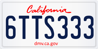 CA license plate 6TTS333