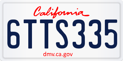 CA license plate 6TTS335