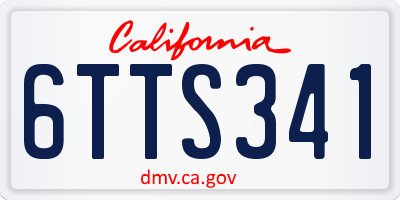 CA license plate 6TTS341