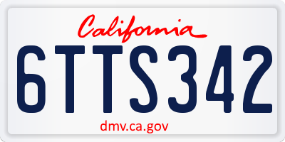 CA license plate 6TTS342
