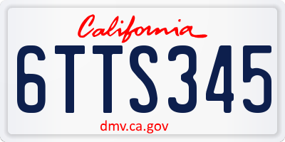 CA license plate 6TTS345