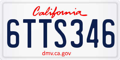 CA license plate 6TTS346