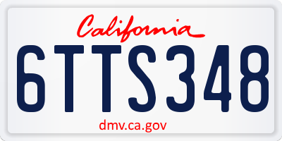 CA license plate 6TTS348