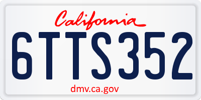 CA license plate 6TTS352