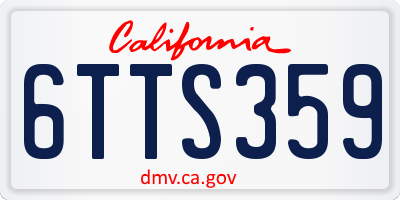 CA license plate 6TTS359