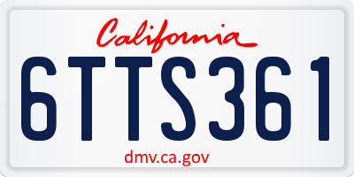 CA license plate 6TTS361