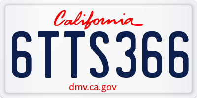 CA license plate 6TTS366