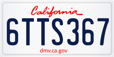 CA license plate 6TTS367