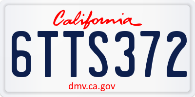 CA license plate 6TTS372