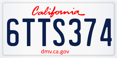 CA license plate 6TTS374