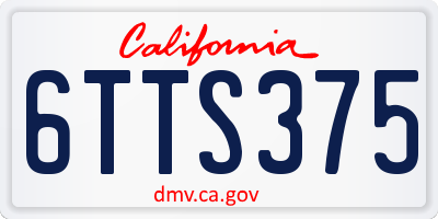 CA license plate 6TTS375