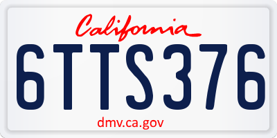 CA license plate 6TTS376