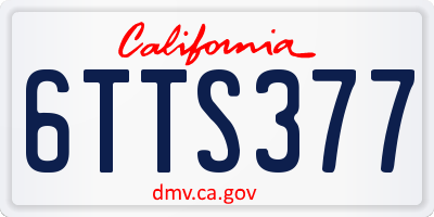 CA license plate 6TTS377