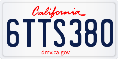 CA license plate 6TTS380