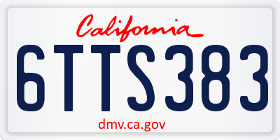 CA license plate 6TTS383