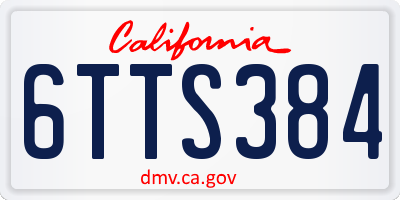 CA license plate 6TTS384