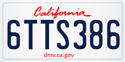 CA license plate 6TTS386