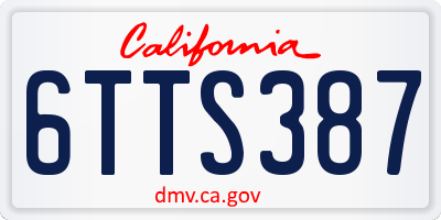 CA license plate 6TTS387