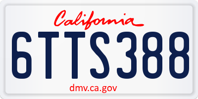 CA license plate 6TTS388