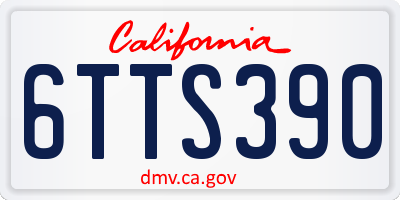 CA license plate 6TTS390