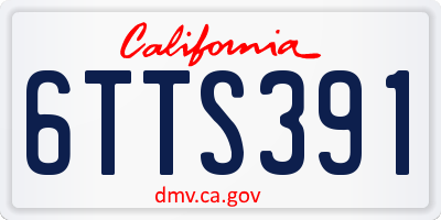 CA license plate 6TTS391