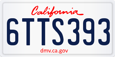 CA license plate 6TTS393