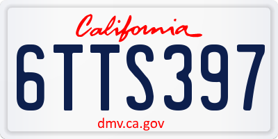 CA license plate 6TTS397