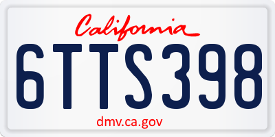 CA license plate 6TTS398