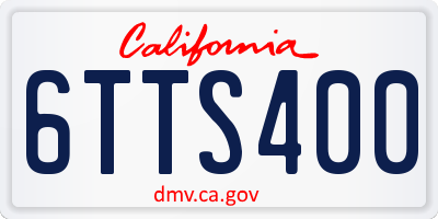 CA license plate 6TTS400